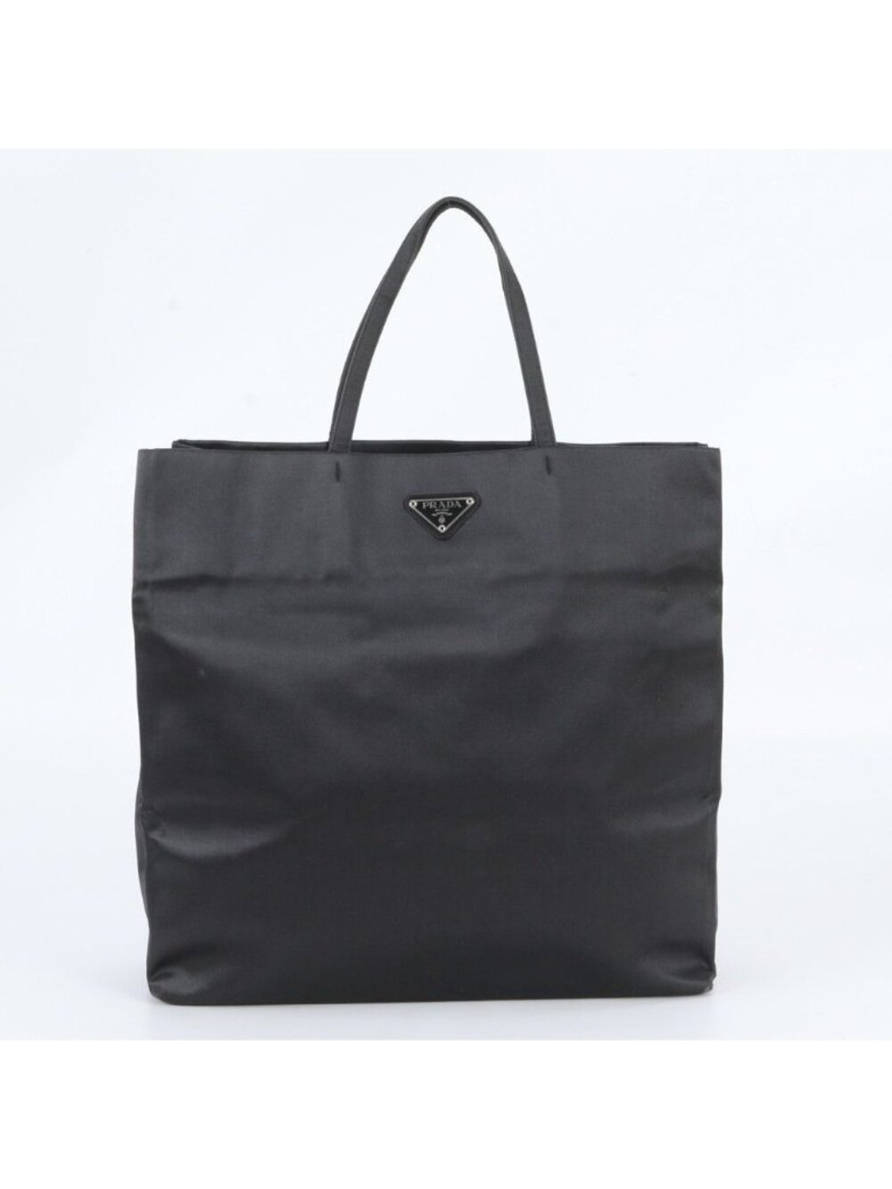 Prada White Tag Tessuto Nylon Triangle Logo Leather Tote Shoulder Business